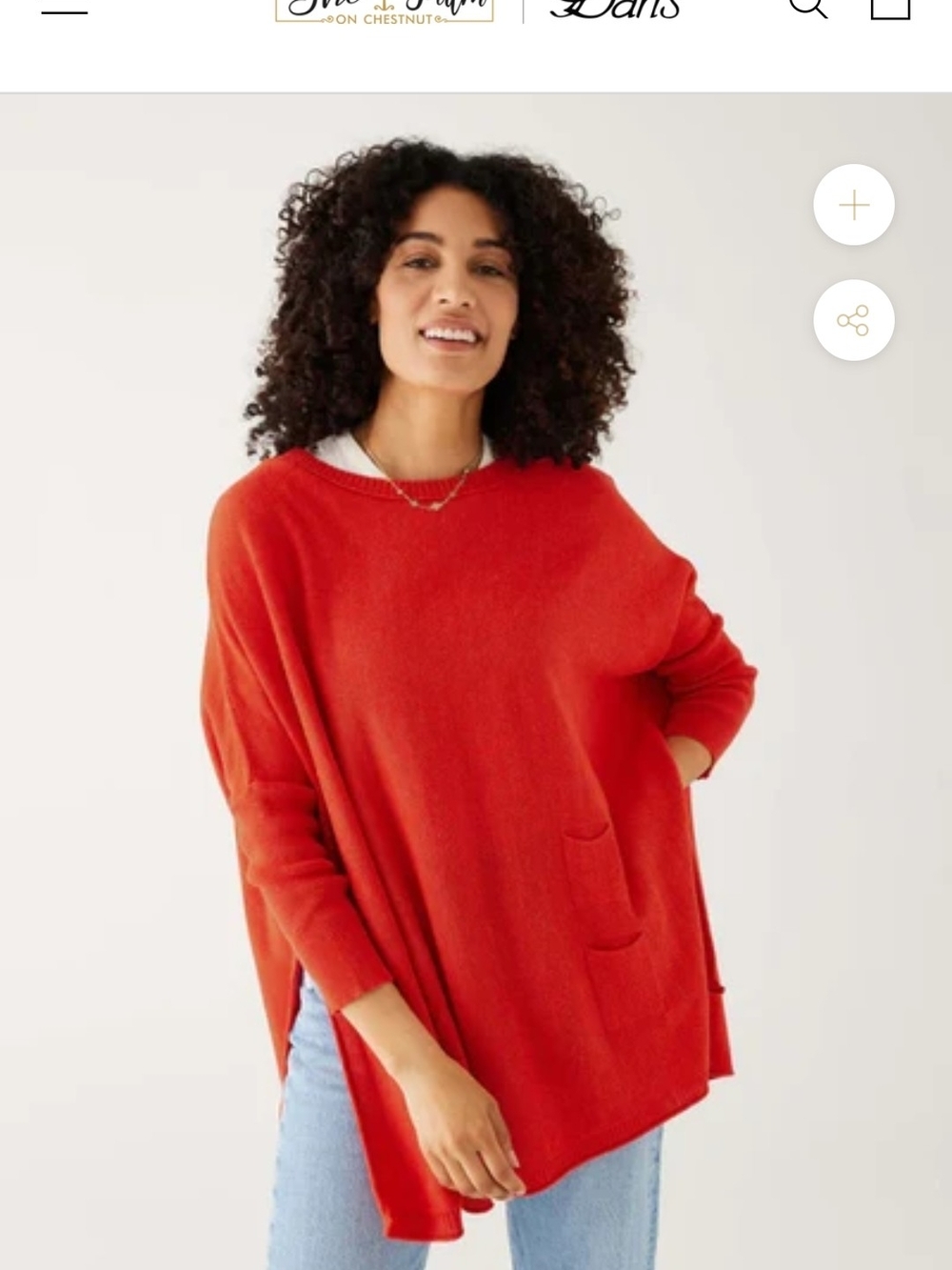 Mersea Catalina Traveler Red Oversized Pocket Knit Sweater